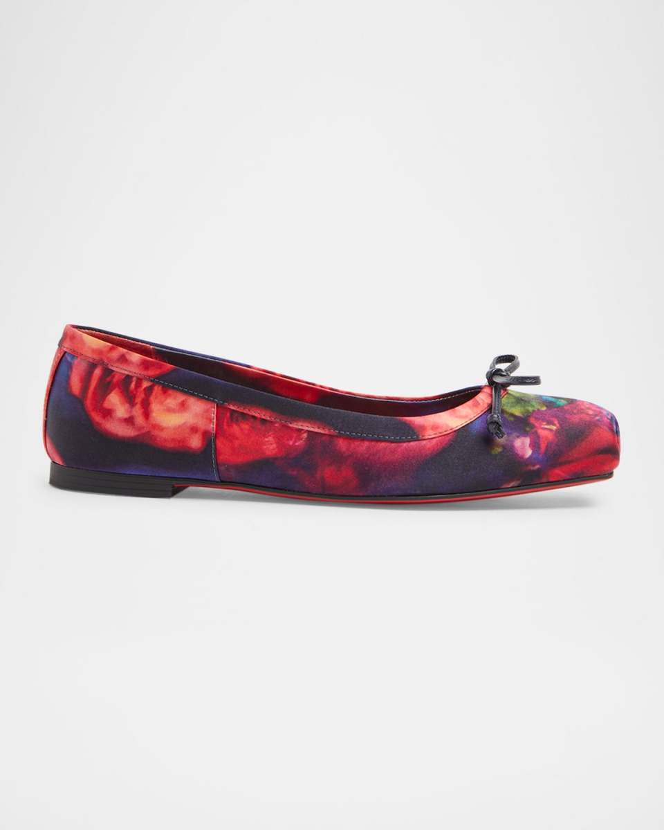 Mamadrague Multi Silk Red Sole Ballerina Flats